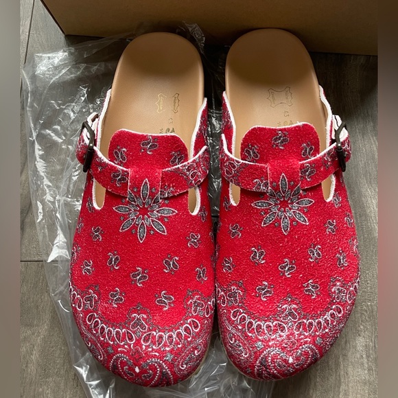 NEW 44/45 11/12 US Yuketen SAL 1 Red bandana suede leather sandals Crepe - Picture 16 of 16